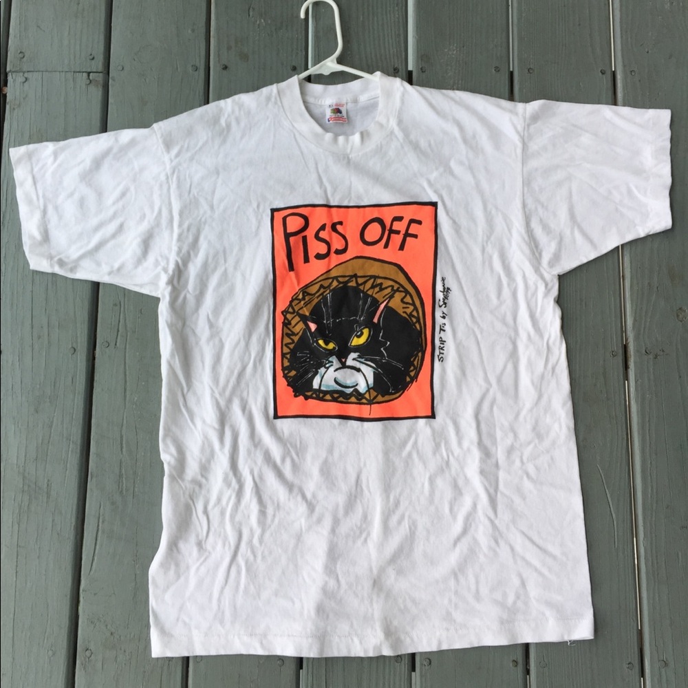 Vintage 1990s single Stitch Piss off cat shirt